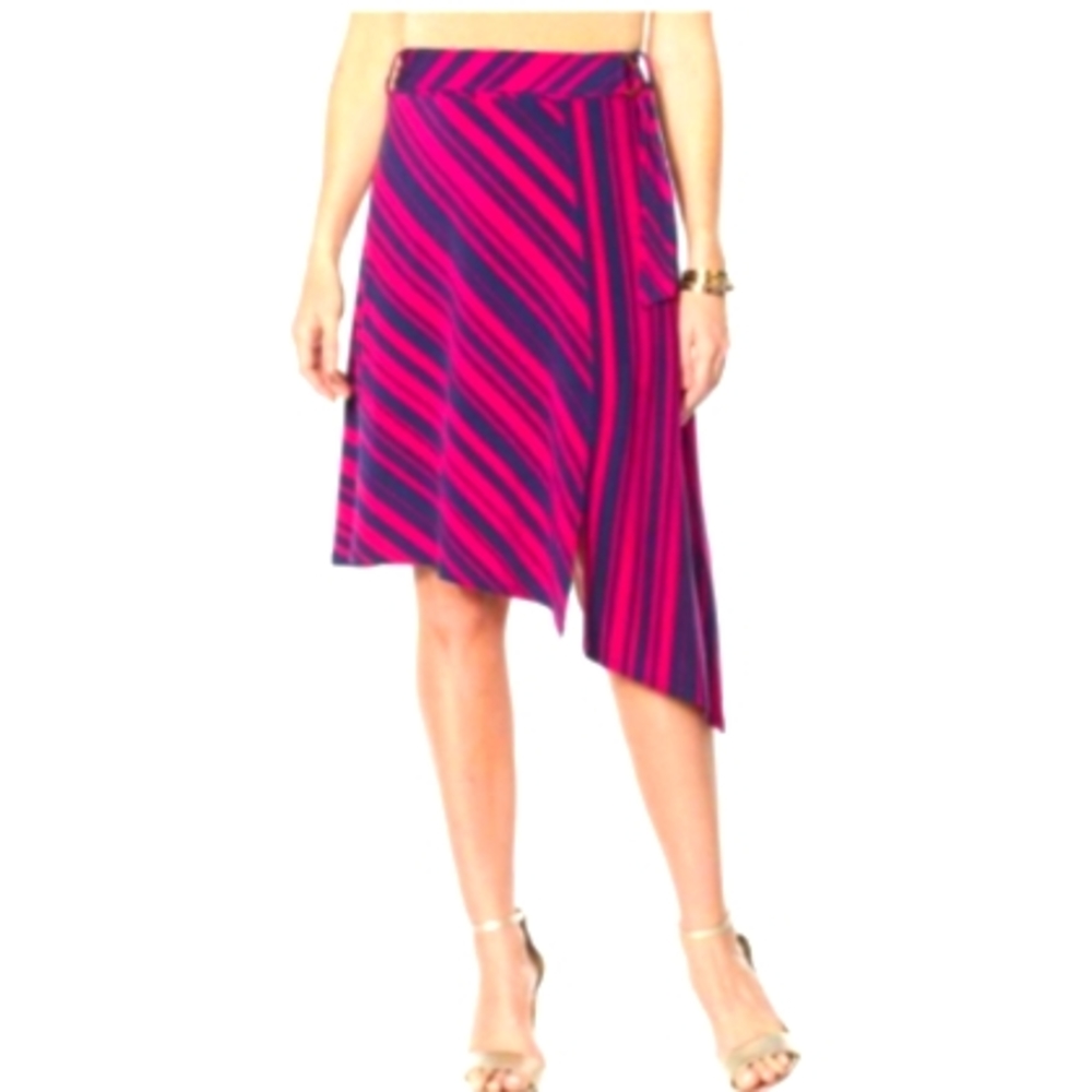 IMAN GC Resort Scarf Skirt Self Tie Berry Navy Stripe 685785J